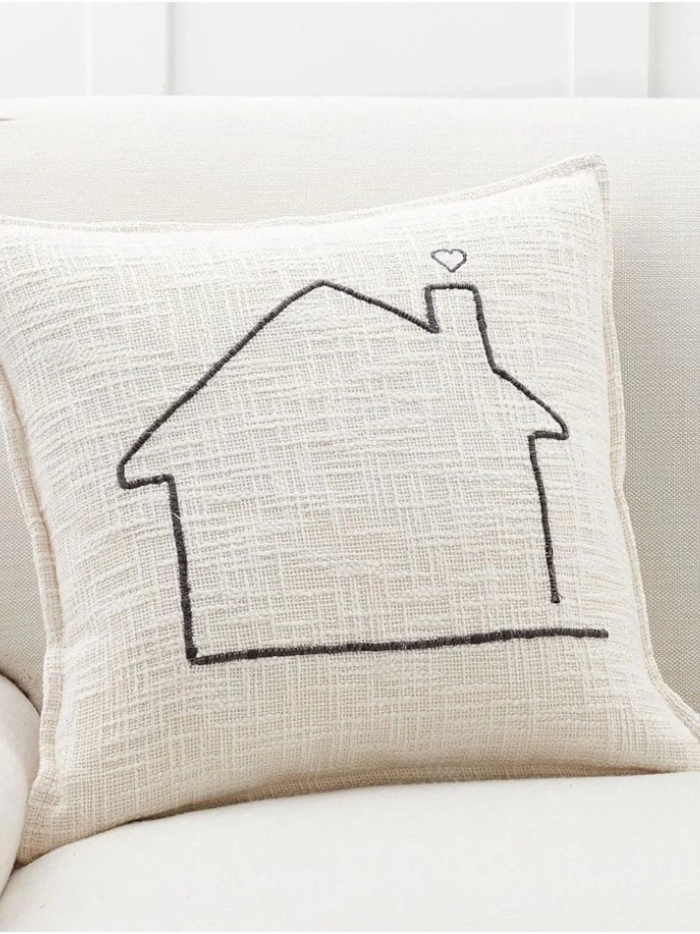 Pottery Barn Family Home Embroidered Pillow Cover 18” x 18” NWT